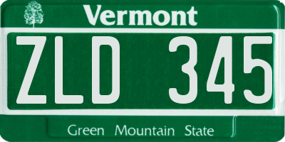 VT license plate ZLD345