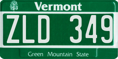 VT license plate ZLD349