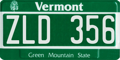 VT license plate ZLD356
