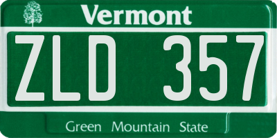 VT license plate ZLD357