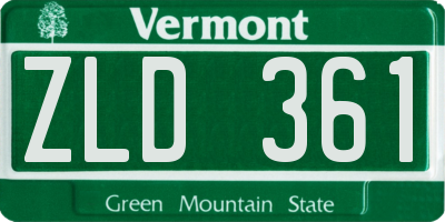 VT license plate ZLD361