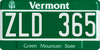 VT license plate ZLD365