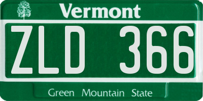 VT license plate ZLD366