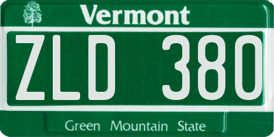 VT license plate ZLD380
