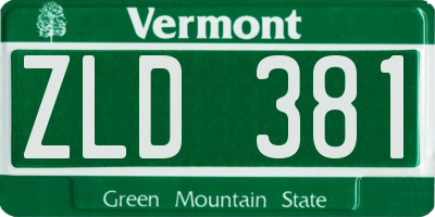 VT license plate ZLD381