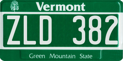 VT license plate ZLD382