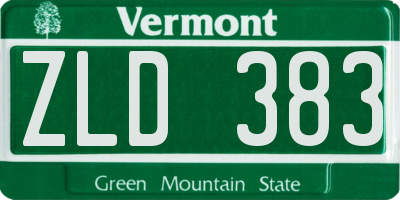 VT license plate ZLD383