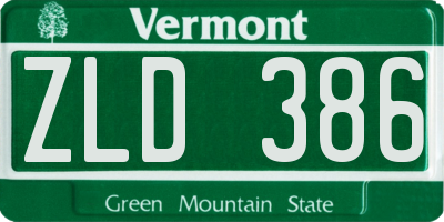 VT license plate ZLD386