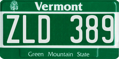 VT license plate ZLD389