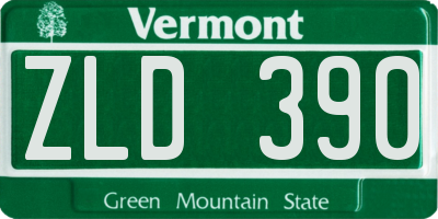 VT license plate ZLD390