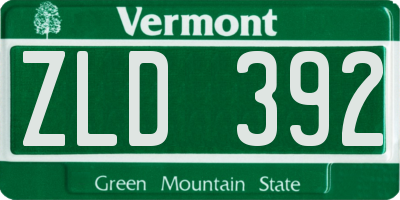 VT license plate ZLD392