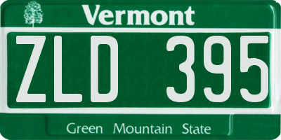 VT license plate ZLD395