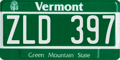 VT license plate ZLD397