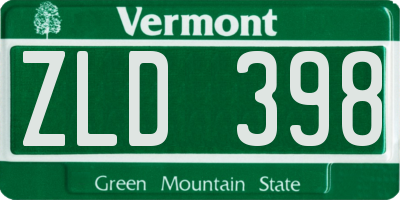 VT license plate ZLD398