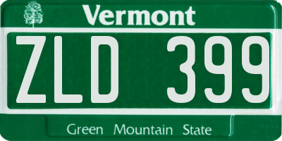 VT license plate ZLD399
