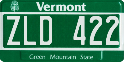 VT license plate ZLD422