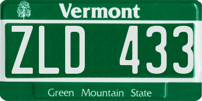VT license plate ZLD433
