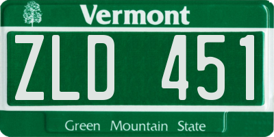 VT license plate ZLD451
