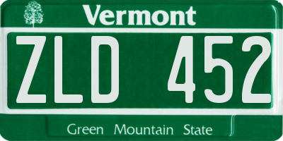 VT license plate ZLD452