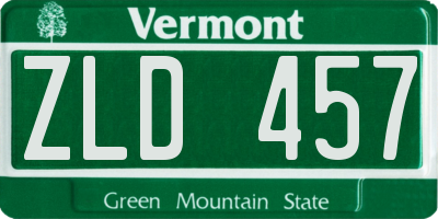 VT license plate ZLD457