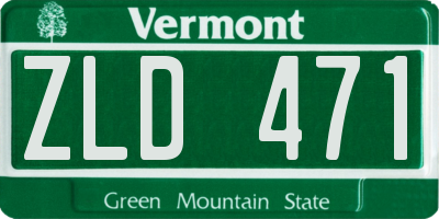 VT license plate ZLD471