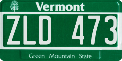 VT license plate ZLD473
