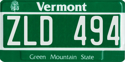 VT license plate ZLD494