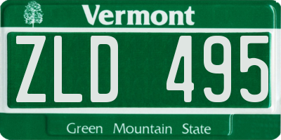 VT license plate ZLD495