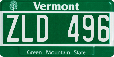 VT license plate ZLD496