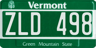 VT license plate ZLD498