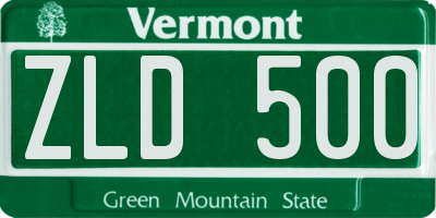 VT license plate ZLD500
