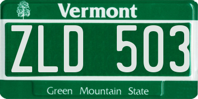 VT license plate ZLD503