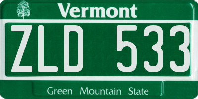 VT license plate ZLD533