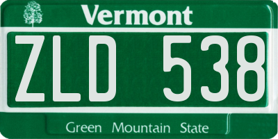 VT license plate ZLD538