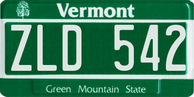 VT license plate ZLD542