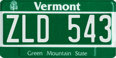 VT license plate ZLD543