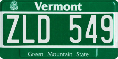 VT license plate ZLD549