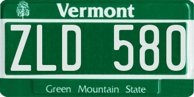 VT license plate ZLD580