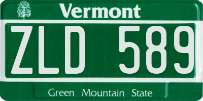 VT license plate ZLD589