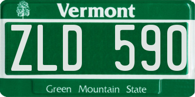VT license plate ZLD590