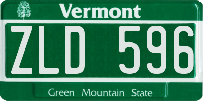 VT license plate ZLD596