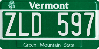 VT license plate ZLD597