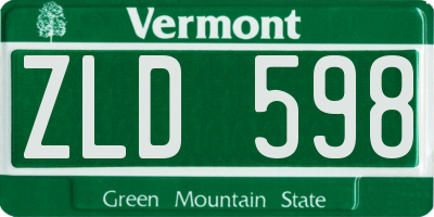 VT license plate ZLD598