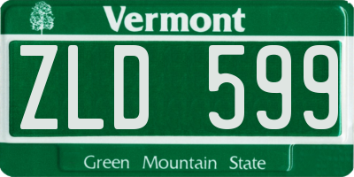 VT license plate ZLD599