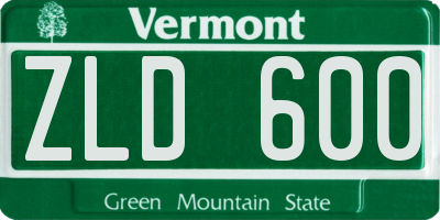 VT license plate ZLD600