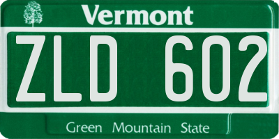 VT license plate ZLD602