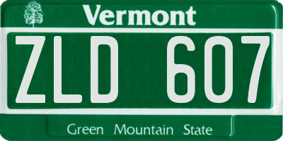 VT license plate ZLD607
