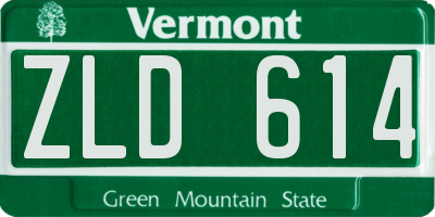 VT license plate ZLD614