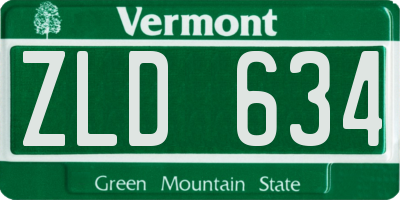 VT license plate ZLD634