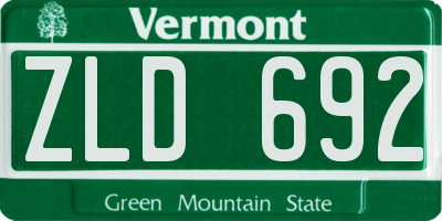 VT license plate ZLD692